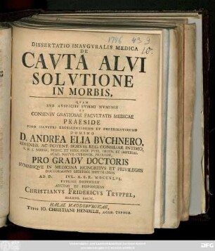 Dissertatio Inavgvralis Medica De Cavta Alvi Solvtione In Morbis