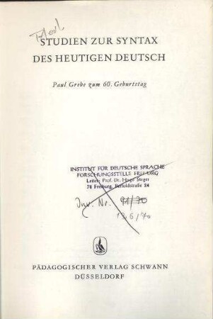 Studie zur Geschichte des Satzrahmens und seiner Durchbrechung
