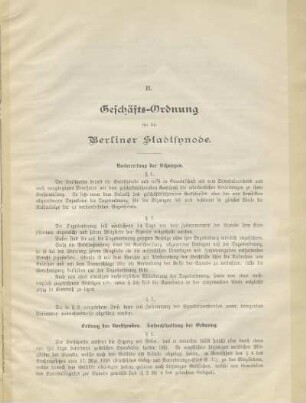 II. Geschäfts-Ordnung für die Berliner Stadtsynode