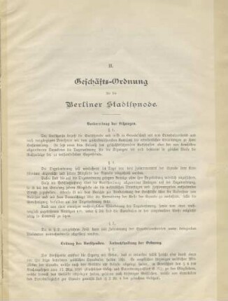 II. Geschäfts-Ordnung für die Berliner Stadtsynode