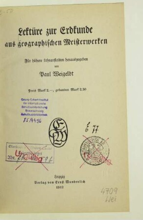 Lektüre zur Erdkunde : aus geographischen Meisterwerken