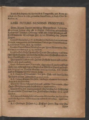 Libri Futuris Nundinis Prodituri.