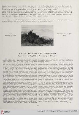 Aus der Museums- und Sammlerwelt / Die Not der deutschen Kunst / Kunstauktionen / Kunstausstellungen / Schweizerische Kunstchronik / Londoner Kunstschau / Werbung
