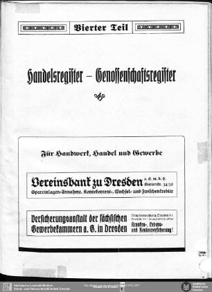 Vierter Teil. Handelsregister - Genossenschaftsregister