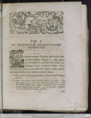 Cap. I. De Evictionis Praestatione Generatim