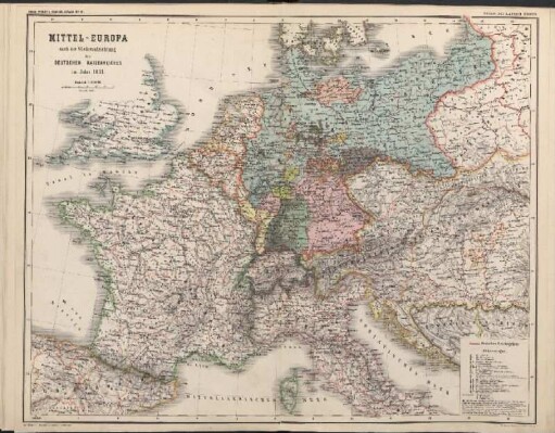 Mittel-Europa nach der Wiederaufrichtung des deutschen Kaiserreiches im Jahre 1871