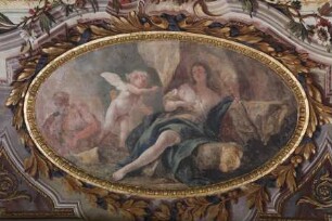Apoll als Sonnengott zwischen Allegorien der vier Elemente — Allegorie des Feuers & Vulcan und Venus