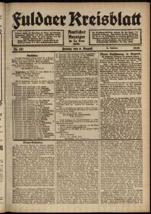 Ausgabe vom Freitag, den 08. August 1919.