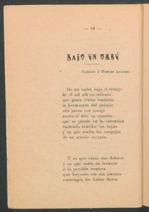 Bajo un ombú : Dedicado á Tomás Lozano