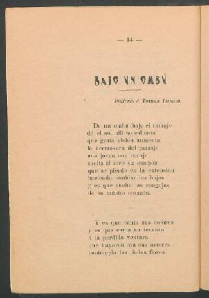 Bajo un ombú : Dedicado á Tomás Lozano