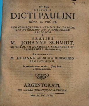Exēgēsis Dicti Paulini Actor. 20. vers. 28.