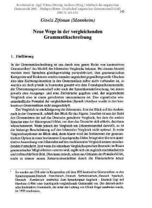 Neue Wege in der vergleichenden Grammatikschreibung
