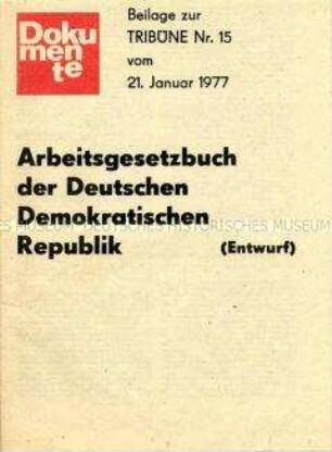Entwurf des Arbeitsgesetzbuches der DDR