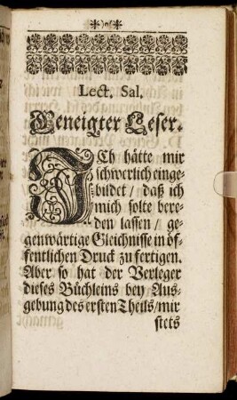Lect. Sal. Geneigter Leser.