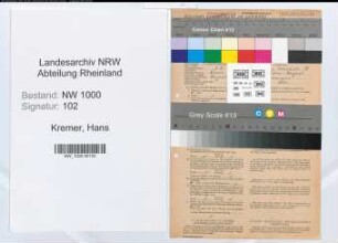 Entnazifizierung Hans Kremer, geb. 09.11.1922 (Verw.Angest.)