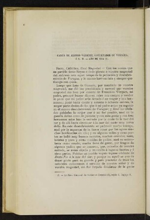 Carta de Alonso Vázquez, gobernador de Veragua, á S. M. - Año de 1564 (1).