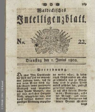 No. 22, Dienstag den 1. Junius 1802