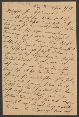 Brief an Ludwig Strecker  an B. Schott's Söhne : 10.01.1917