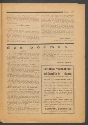 Dos poemas : Espiga [y] Eres la mano del tiempo