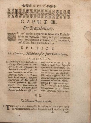 Sectio I. De Nomine, Definitione, & Jure Translationis.
