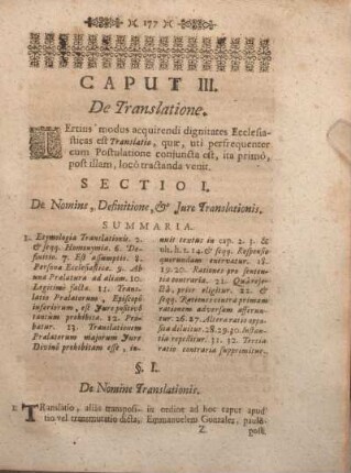 Sectio I. De Nomine, Definitione, & Jure Translationis.