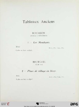 Tableaux anciens (Nr. 1-12) mit Planche I