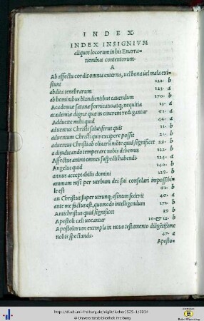 Index Insignium aliquot locorum in his Ennarationibus contentorum.