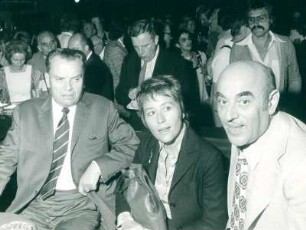 IFF 1973. Dr. Alfred Bauer, Annie Girardot und Arthur Brauner. Israel Empfang.