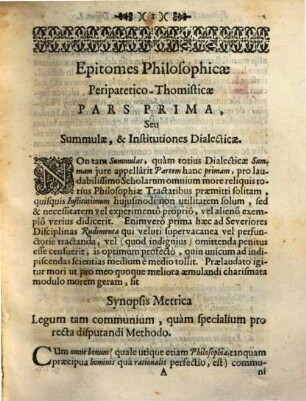 Epitome philosophica peripatetico-thomistica : ex authoribus thomisticis in operis decursu passim citatis propria solertia composuit ...