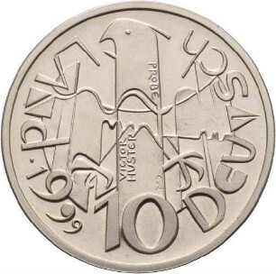 Künstlerprobe von Victor Huster für 10 Mark-Münze auf 50 Jahre Grundgesetz