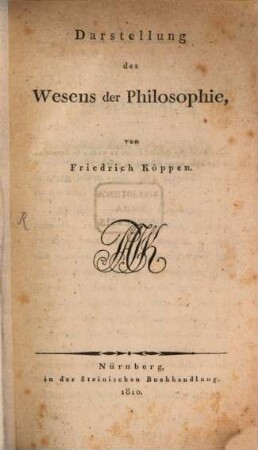 Darstellung des Wesens der Philosophie