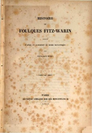 Histoire de Foulques Fitz-Warin