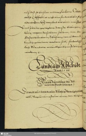 Landtags Abschidt Anno 1598