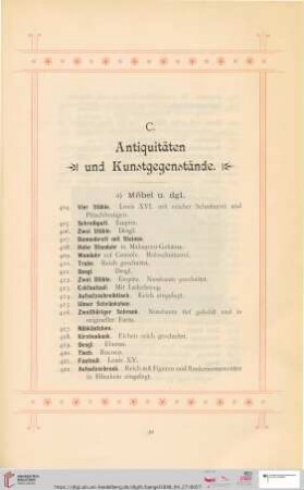 C. Antiquitäten und Kunstgegenstände (Nr. 404 - 606)