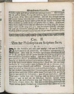 Cap. II. Von der Philosophia ex Scriptura Sacra.