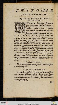 Quod est Argumentum Doctrinae, quae hac Epitome traditur?