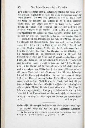 482-484 [Rezension] Dimmler, Hermann, Aristotelische Metaphysik