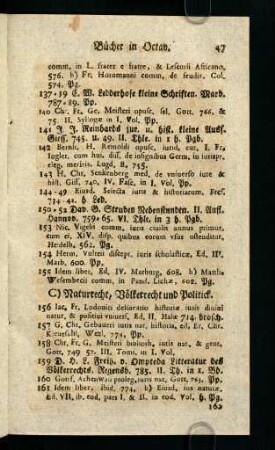 47-51, C) Naturrecht, Völkerrecht und Politick.