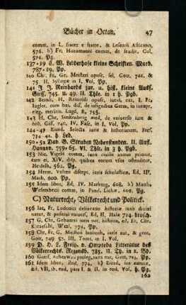 47-51, C) Naturrecht, Völkerrecht und Politick.