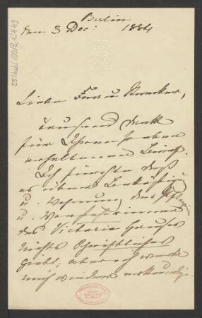 Brief an Elisabeth Strecker : 03.12.1884