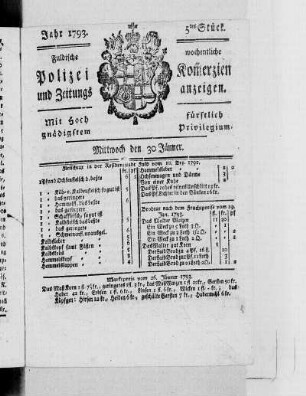 5tes Stück., Ausgabe vom 30. Januar 1793