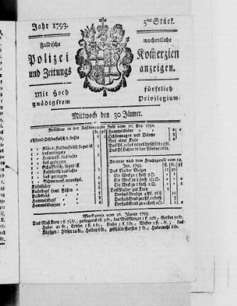 5tes Stück., Ausgabe vom 30. Januar 1793