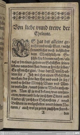 Von liebe unnd trewe der Eheleute