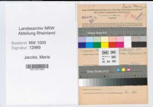 Entnazifizierung Maria Jacobs, geb. 28.05.1894 (Postassistentin)