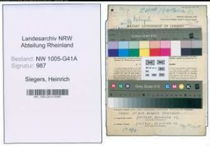 Entnazifizierung Heinrich Siegers , geb. 20.06.1921 (Polizist)