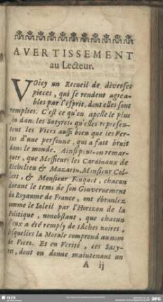 Avertissement au Lecteur