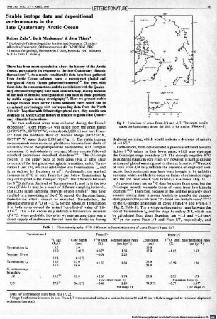 Stable isotope data and depositional environments in the late Quaternary Arctic Ocean