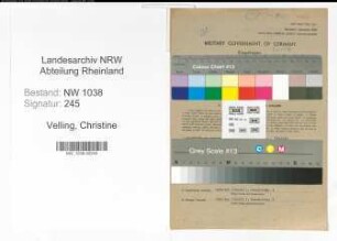 Entnazifizierung Christine Velling , geb. 25.10.1898 (Angestellte)