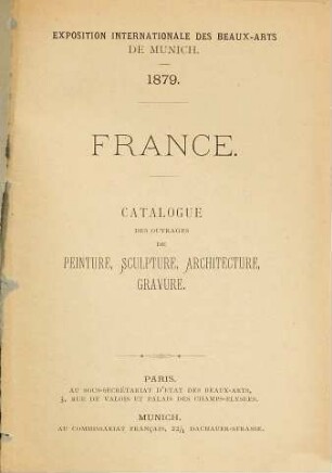France : Catalogue des ouvrages de peinture, sculpture, architecture, gravure