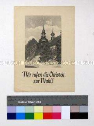 Propagandaschrift der Nationalen Front zur Volkskammerwahl 1958 mit Ausrichtung auf die christliche Bevölkerung